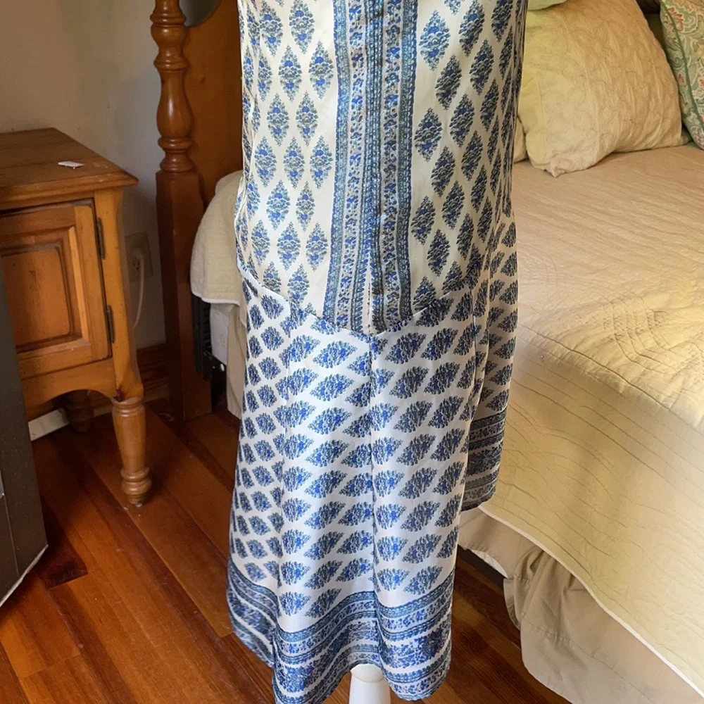 Madewell Blue Print  Silky  Scarf look Dress Size XXS - Picture 3 of 14